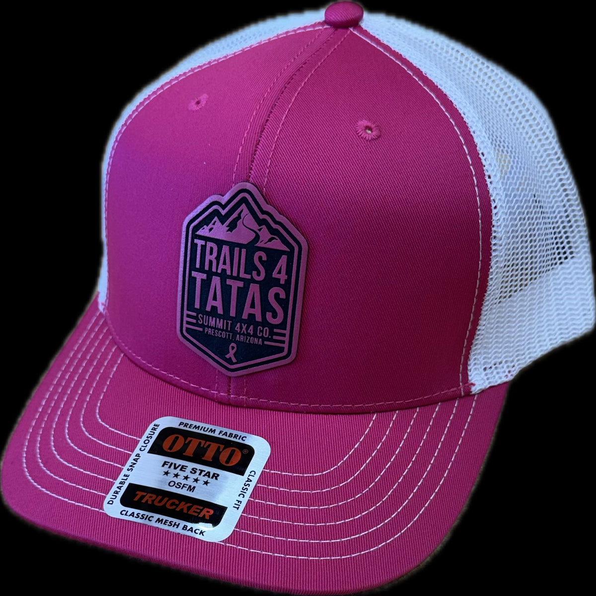 Hot Pink Leather Patch Hat (Snap-Back)