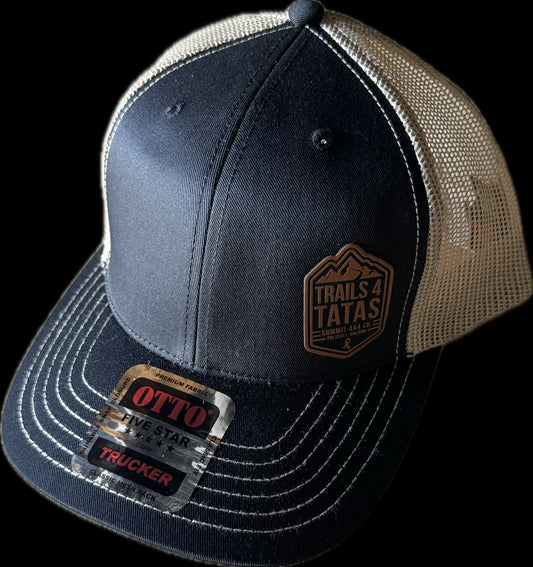 Black and Tan Leather Patch Hat (Snap-Back)