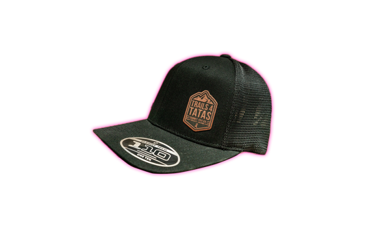 Black Leather Patch Hat (Snap-Back)