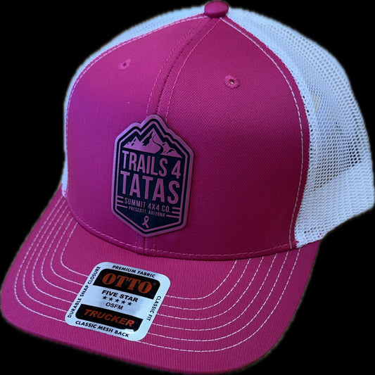 Hot Pink Leather Patch Hat (Snap-Back)